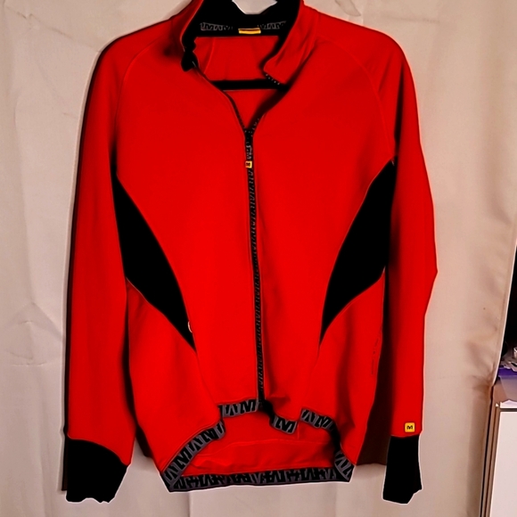 Mavic Cycling Orange & Black Thermal Men's Zip Up Road Biking Insulating Jacket - Picture 1 of 4